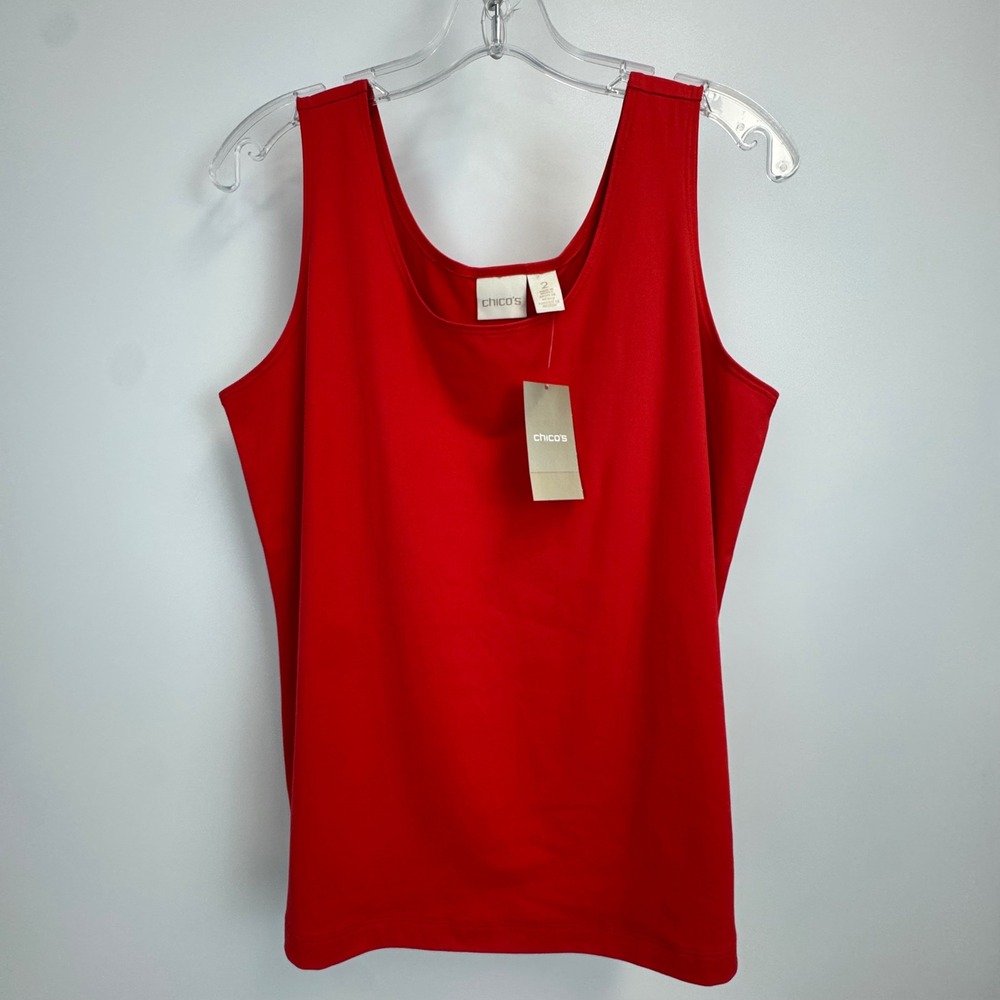 Chicos Set of Two Microfiber Contemporary Tank Basic Knit Blue Red Women's 2 L - Picture 3 of 16